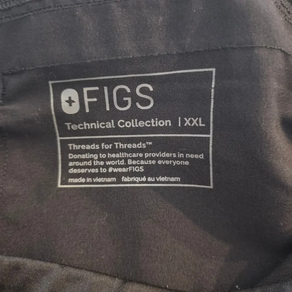 FIGS Men's Axim Cargo Black Scrub Pants Size XXL